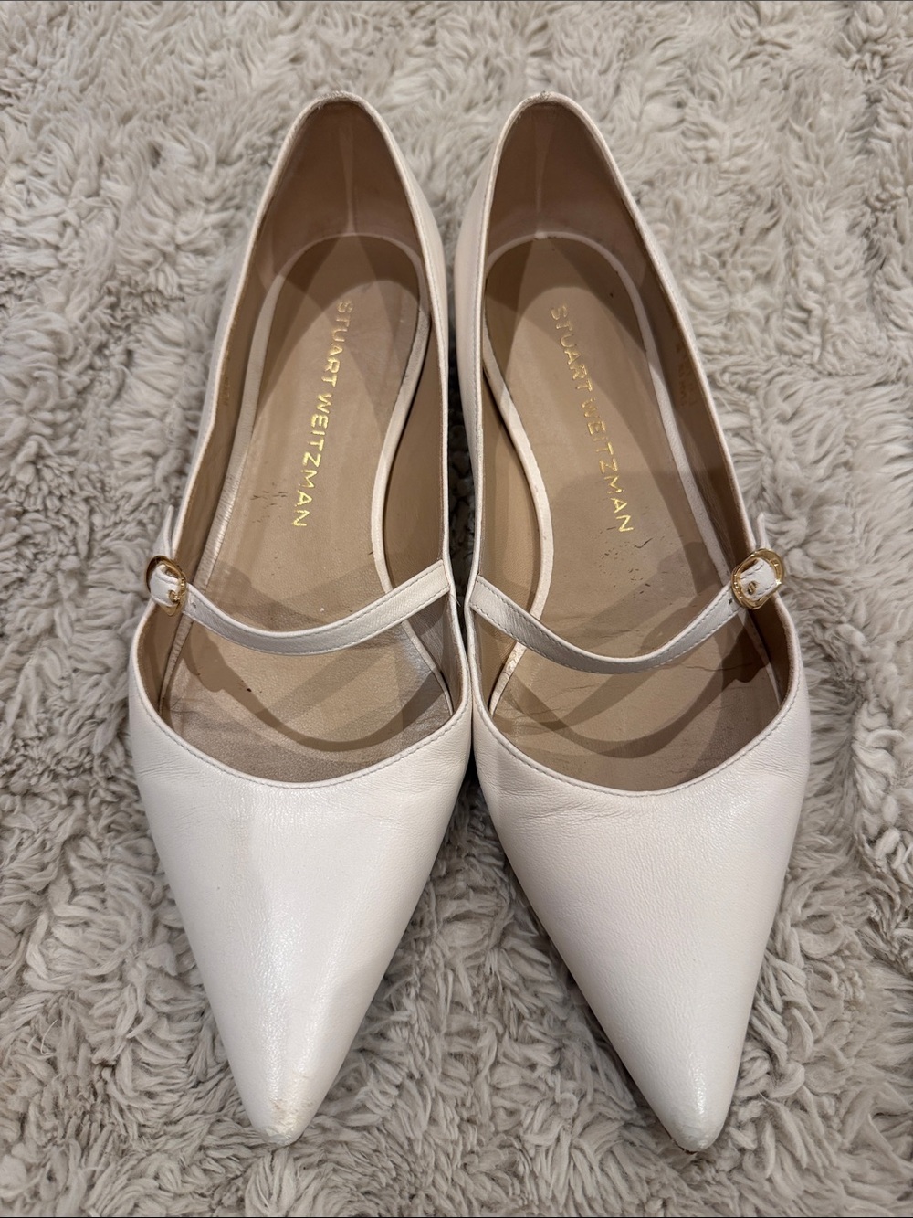 Stuart Weitzman Emilia Mary Jane flat in Seashell